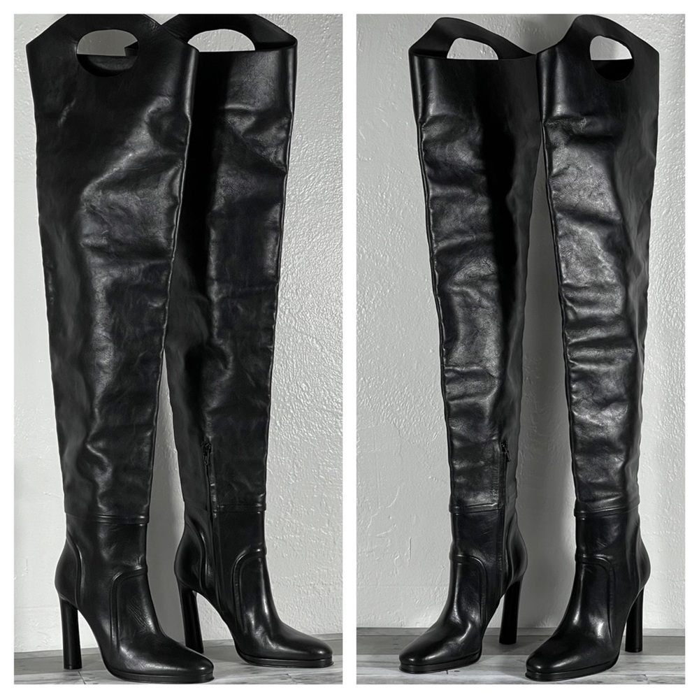 Burberry Black 110 Cutout Thigh-High Leather Boots Size - 10 .US / 40 .EU $2590 - Picture 7 of 15